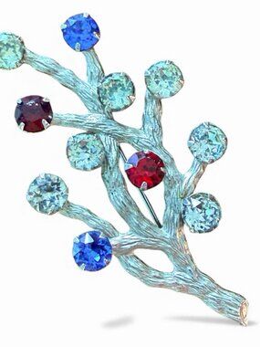 Vintage Van Dell .925 Sterling Silver Rhinestone Decorative Family Tree Brooch